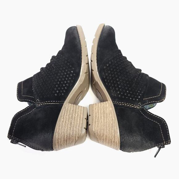 Earth Origins Boots Size 7 Black Suede Leather Amanda Ankle Booties - Picture 5 of 13